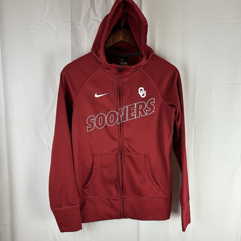 Oklahoma Sooners Nike Therma-Fit OU Small Red Full Zip Hoodie 744202-613